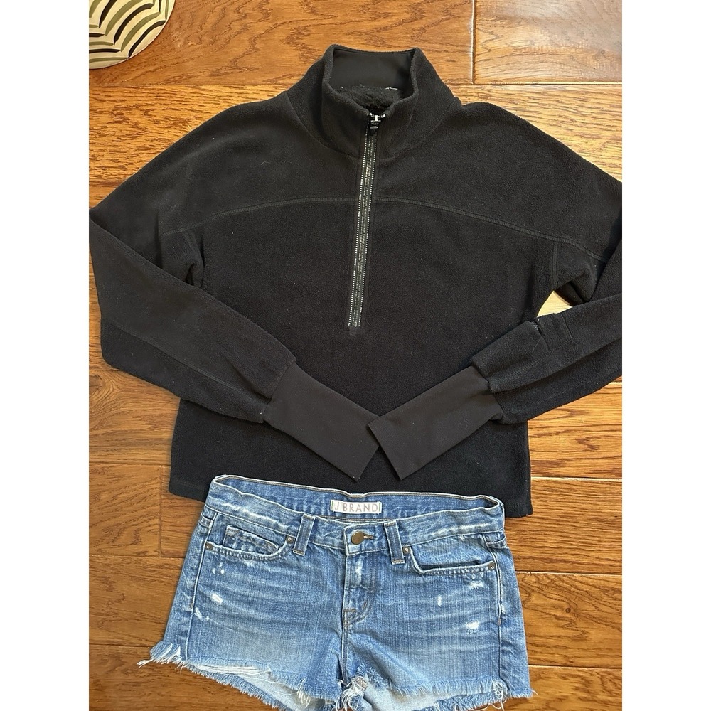 FP Movement Free People Womens S Black Fitted Fleece Half Zip Pullover